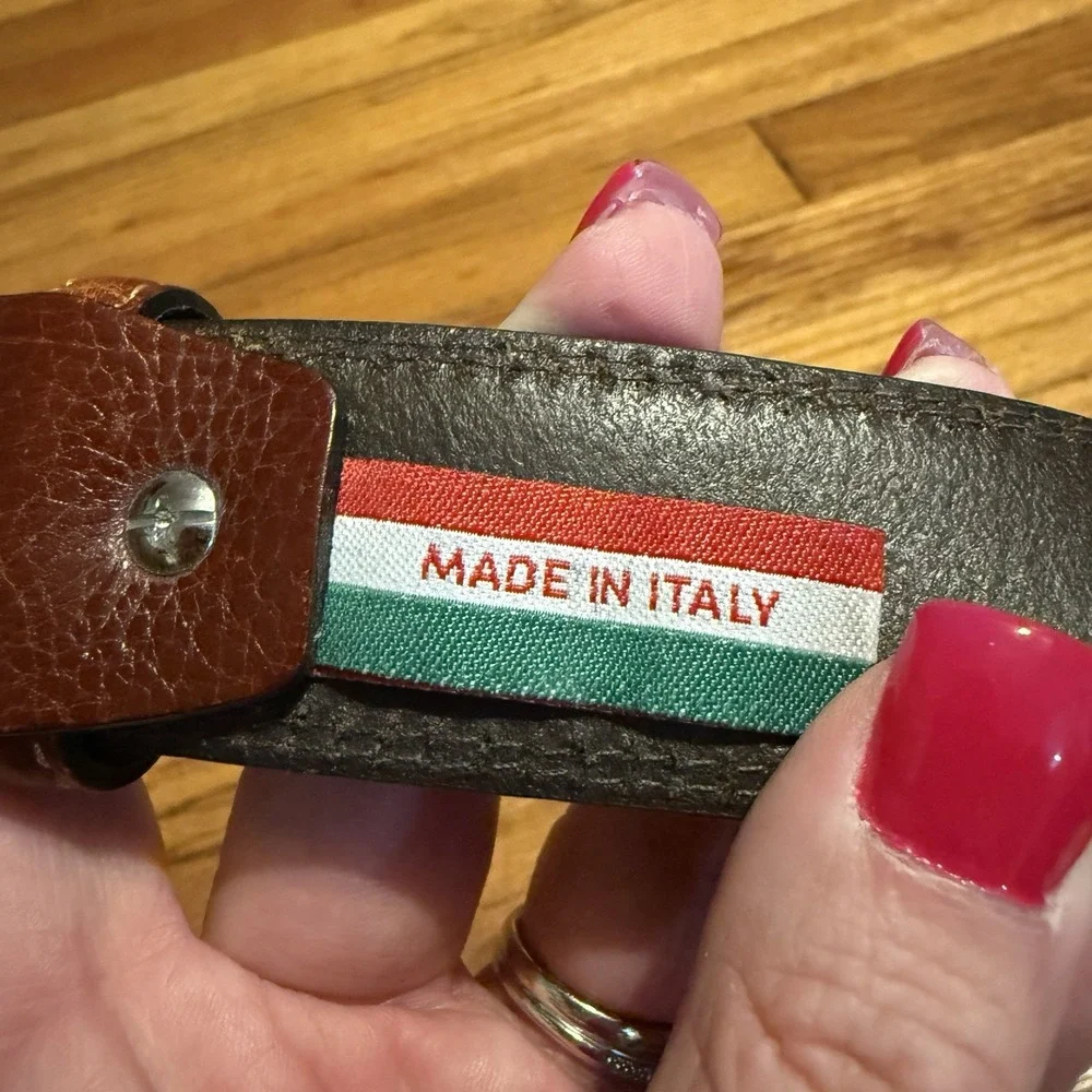 ALTA MODA Patina Tan Italian Leather‎ Belt 42